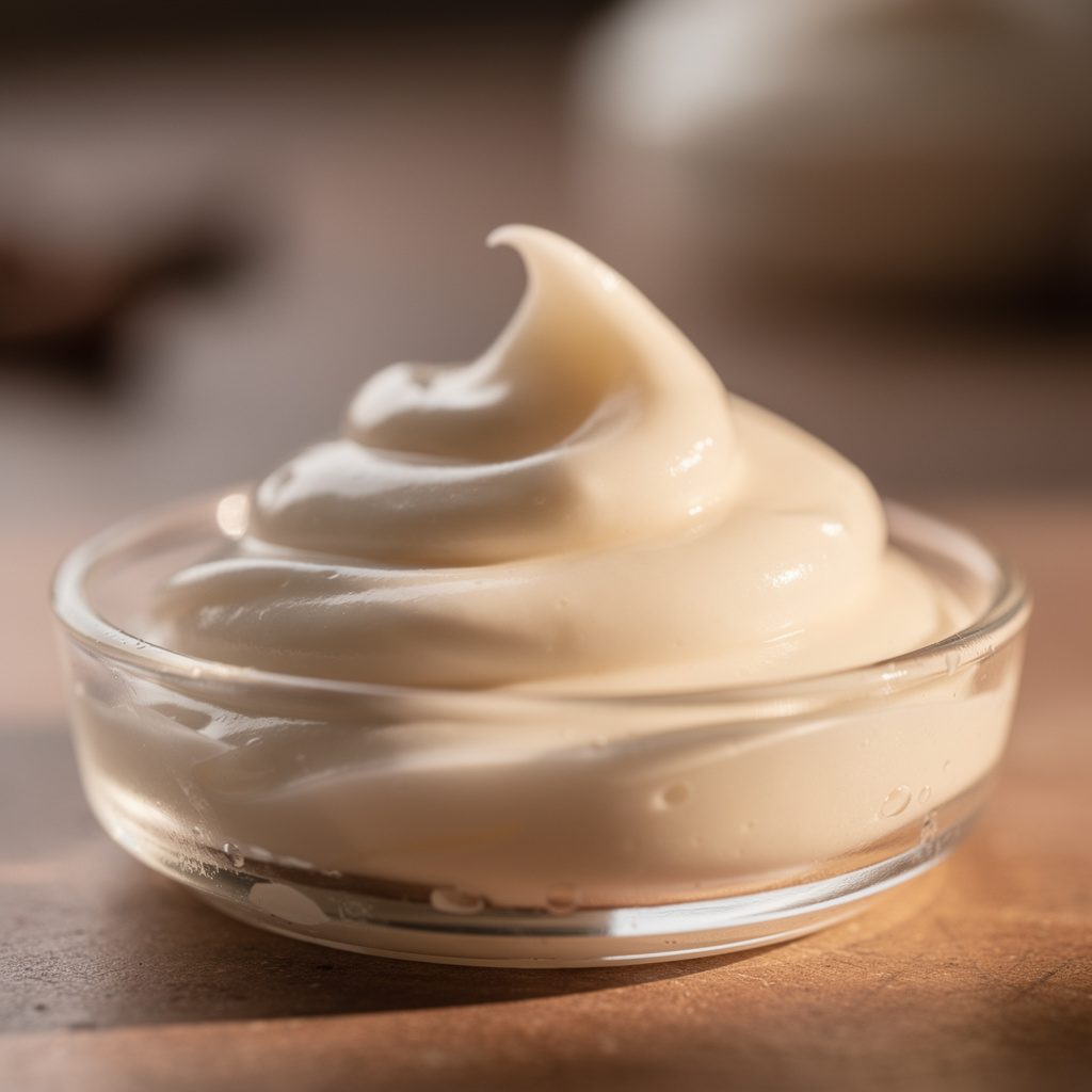 Close macro texture of a swirl of thick cream